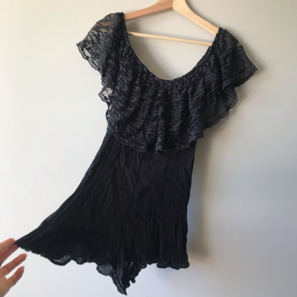 Lace and cotton crepe frilly jumper